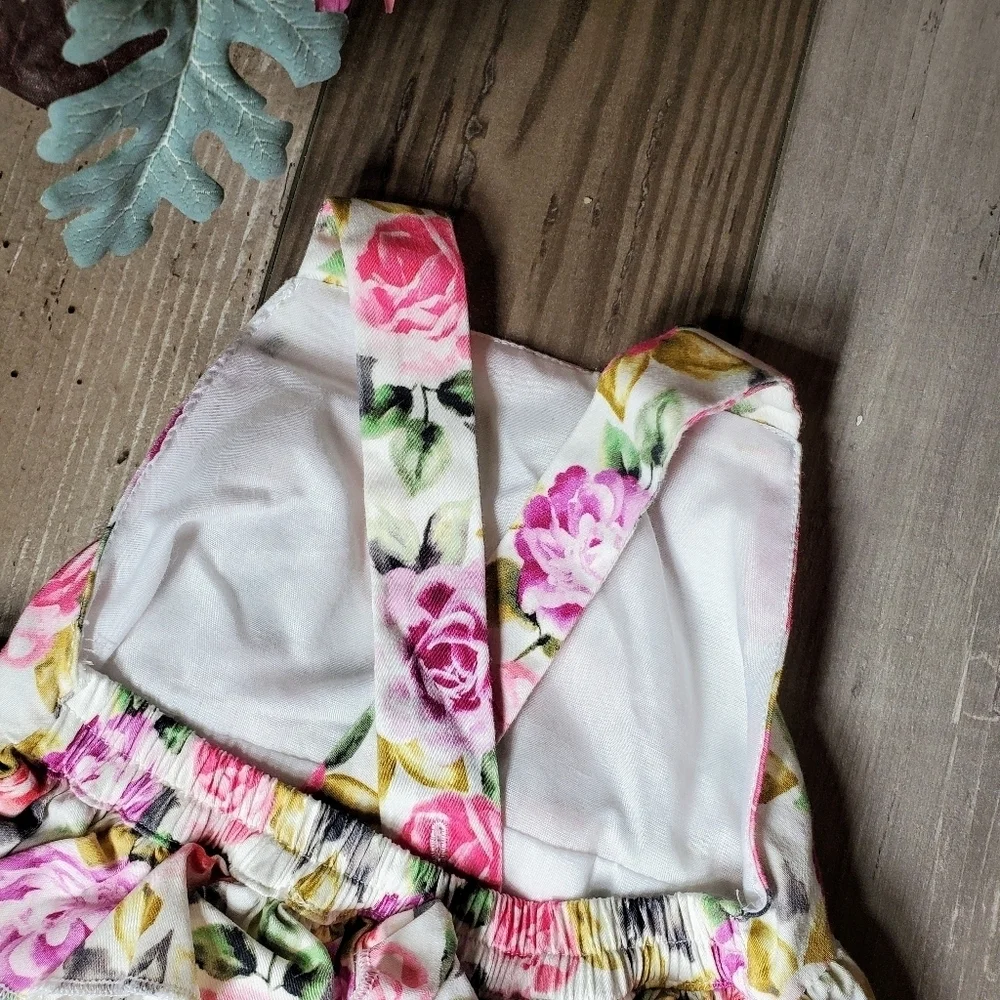 Rare Editions White, Pink, Purple Floral Lace Baby Bodysuit Bubble Romper NWOT